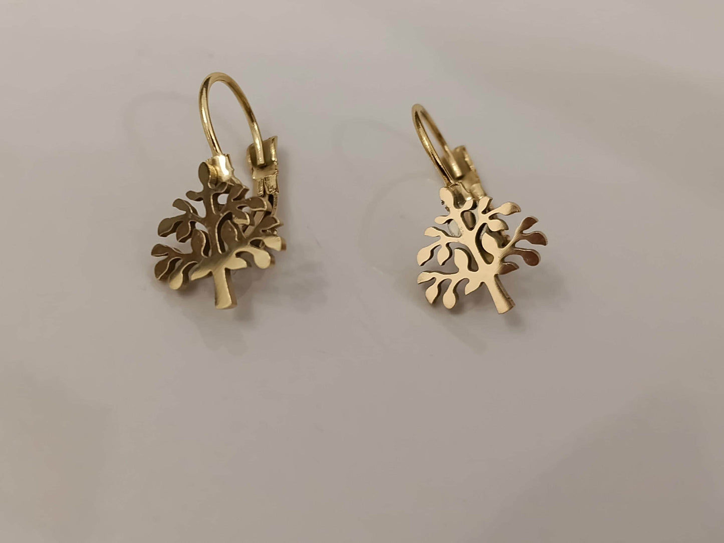 Pendientes de aro "Árbol de la Vida" de acero inoxidable con baño de oro de 18K y acabado espejo regalo para ella