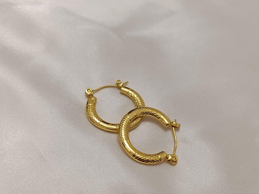 Pendientes de Aro Estilo Italiano Oro 18K - Acero Inoxidable, 20mm (0.8") regalo para ella