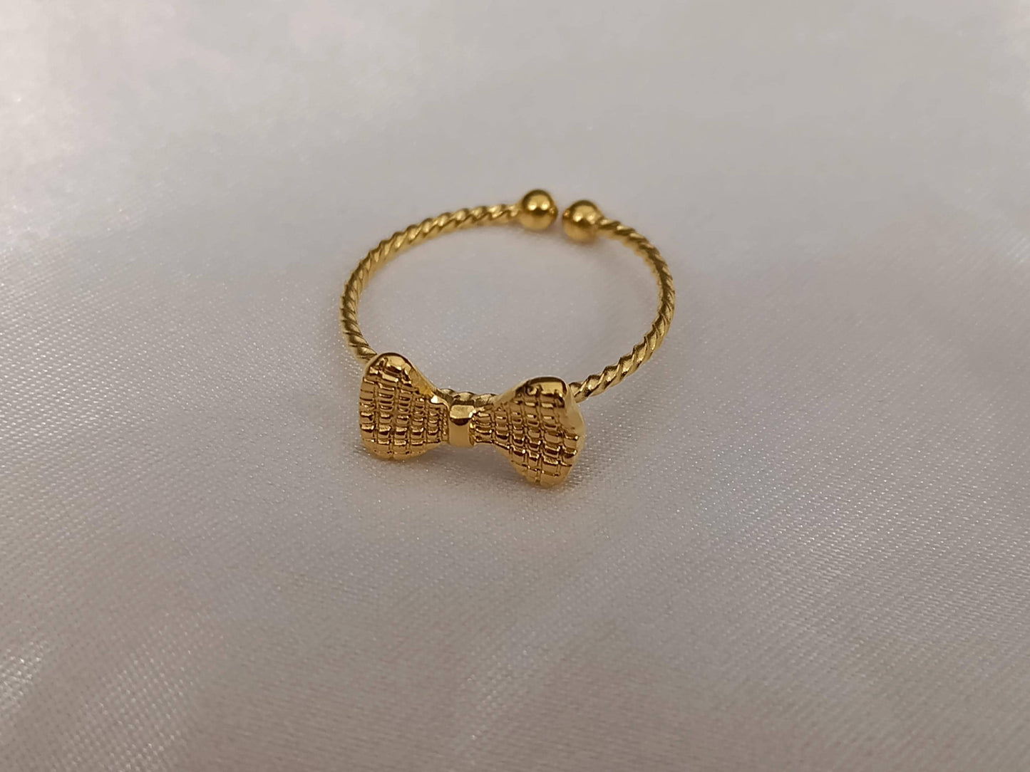 Anillo Abierto Ajustable de lazo - Acero Inoxidable - bañado en oro 18K para ella