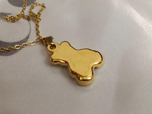 Collar con colgante de oso en Oro de 18K (PVD) - Medalla de Acero Inoxidable - 16" + 2" 40cm mas 5 extension