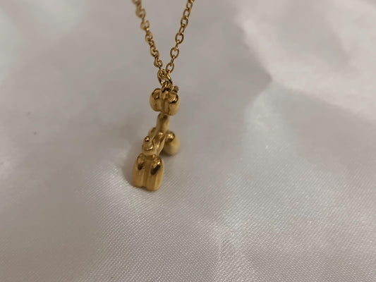 Collar con colgante perro acero inoxidable oro bañado 18K para mujeres o niños