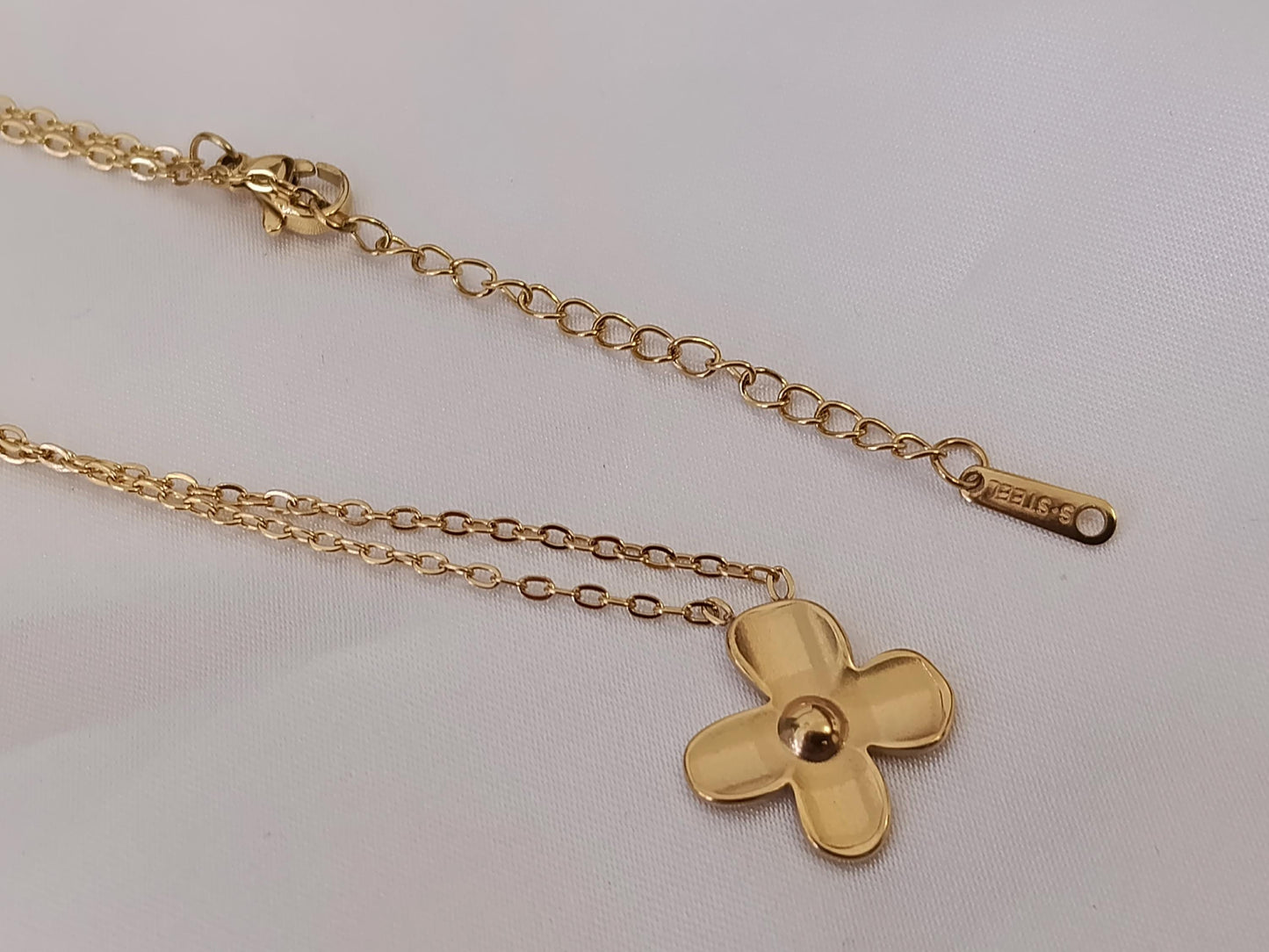 Collar con Colgante de Flor girasol en Oro 18K (PVD) - Acero Inoxidable - 16" + 2" /40cm+5cm extension para mujeres