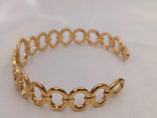 Brazalete pulsera calado ajustable abierto Acero Inoxidable con Baño de Oro 18K regalos para mujeres
