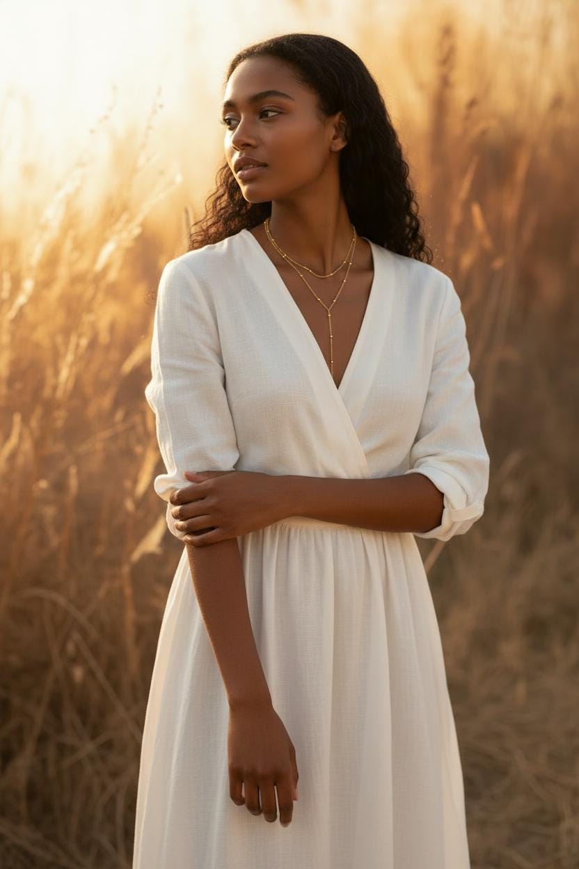 Collar largo Doble Capa con Cuentas Brillantes - Acero Inoxidable Bañado en Oro 18K para ella