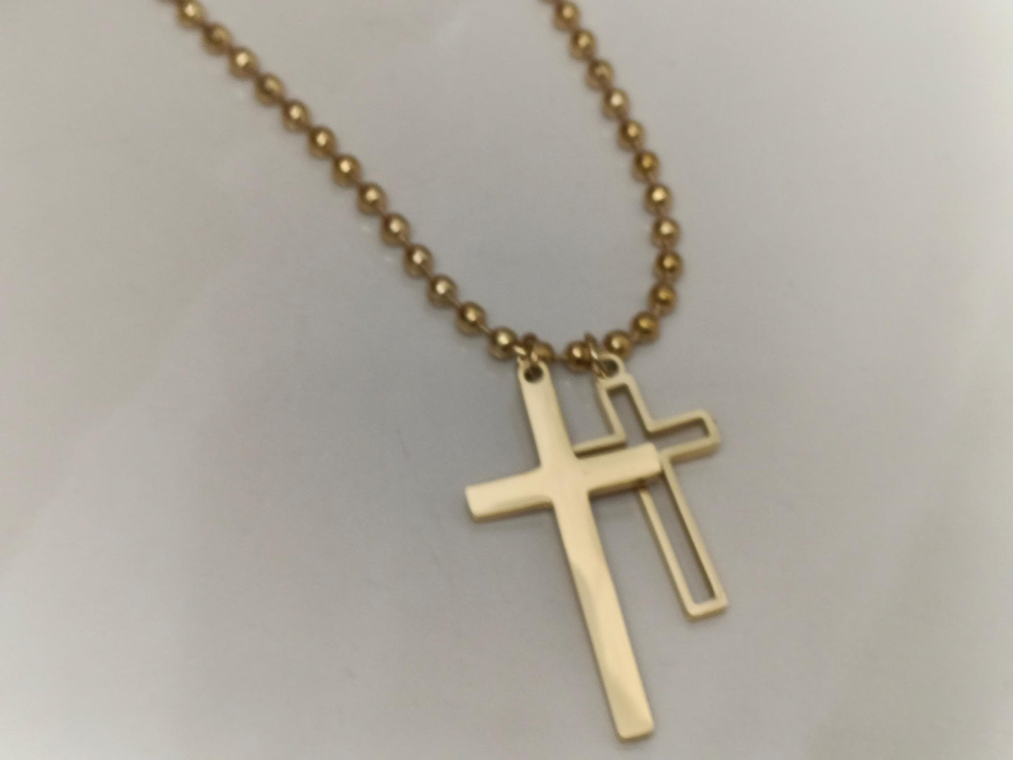 Elegante Collar de Perlas de Acero Inoxidable, Chapado en Oro 18K, con Cadena Extensora y 2 Colgantes para ella