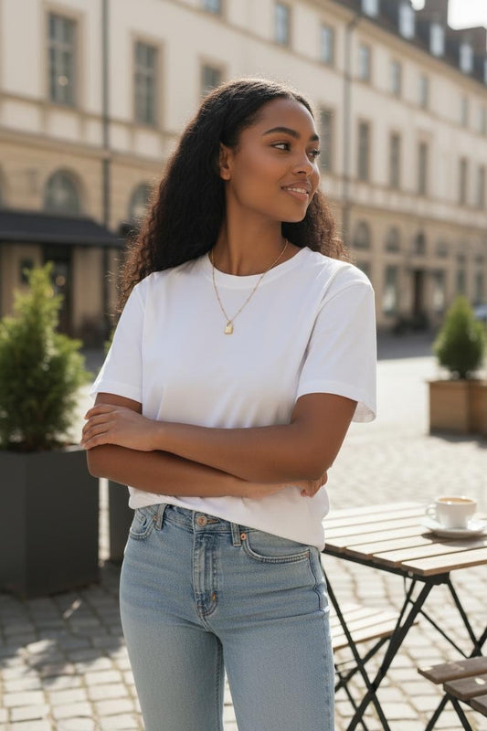 Collar Miami de Acero Inoxidable Oro 18K con Cuentas y Mini Candado Espejo - 45cm +5CM Extensión (17.7"+2")