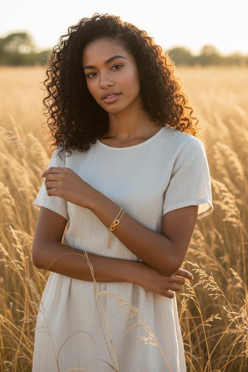 pulsera de doble cadena con cuentas y colgante infinito acero inoxidable oro bañado 18K regalo para ella