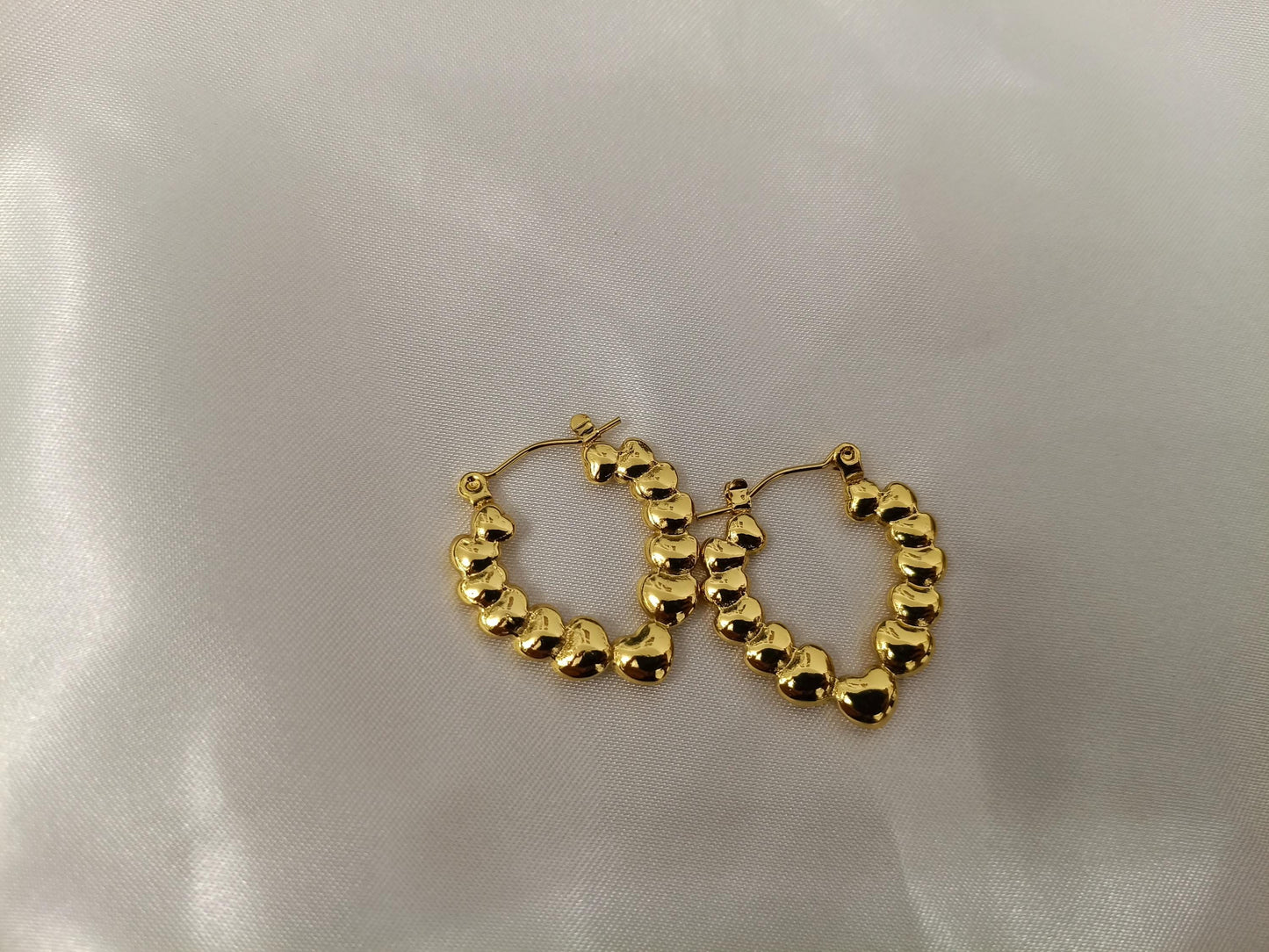 Pendientes de aros ovalados Estilo Italiano en Acero Inoxidable con Baño de Oro 18K - Acabado Diamantado reglalo para ella
