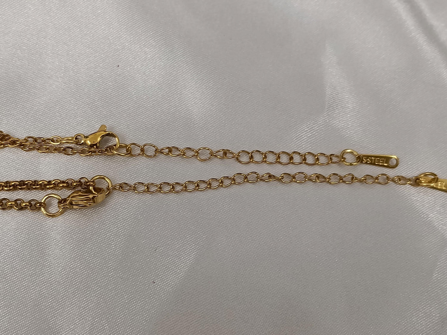 Collar de Acero Inoxidable Oro 18K colgante corazon y sol 40cm + Extensión 5cm (17.7"+2") para mujeres