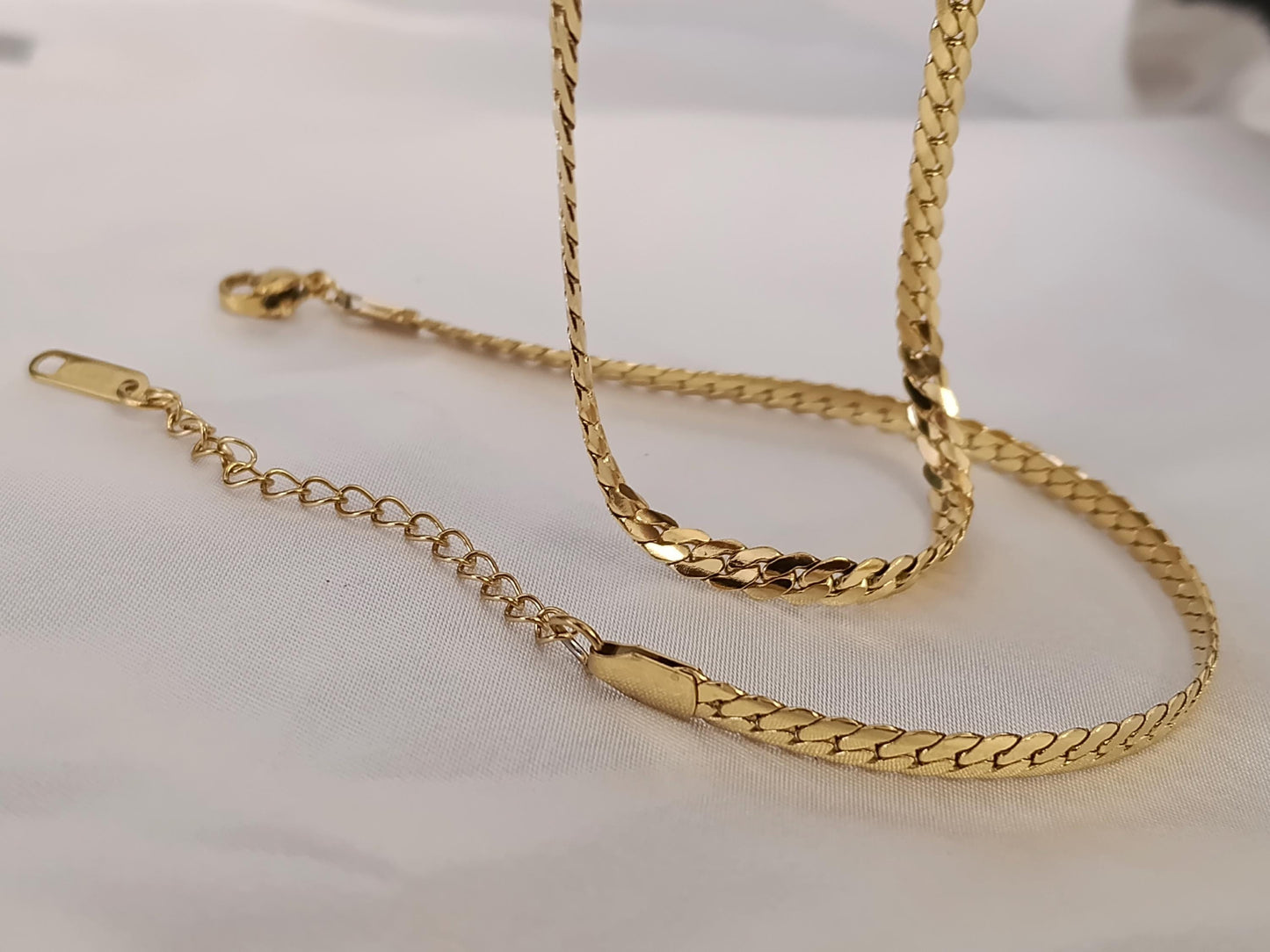 Conjunto de joyas Collar Acero Inoxidable Oro 18 y 40cm + Extensión 5cm 16"+2" con pulsera a juego para mujeres