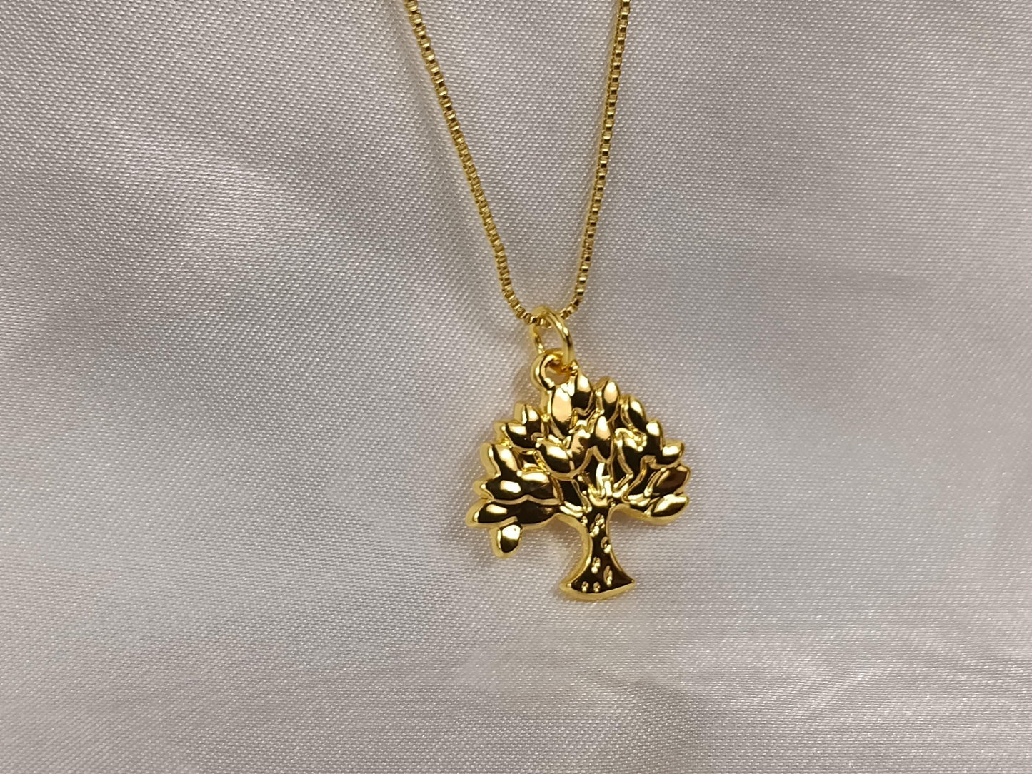 Collar con colgante árbol de la vida acero inoxidable bañado en oro 18K resistente al agua 40cm 16" + 5cm extensión (2 ") para mujeres