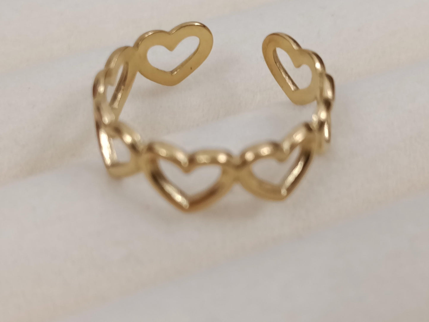 Anillos de corazón, árbol , trébol talla ajustable de acero inoxidable bañado en oro 18K para mujeres