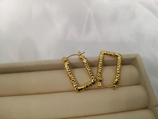 Pendientes de Aro trenzas Estilo Italiano Oro 18K - Acero Inoxidable, de forma U rectangular regalo para ella