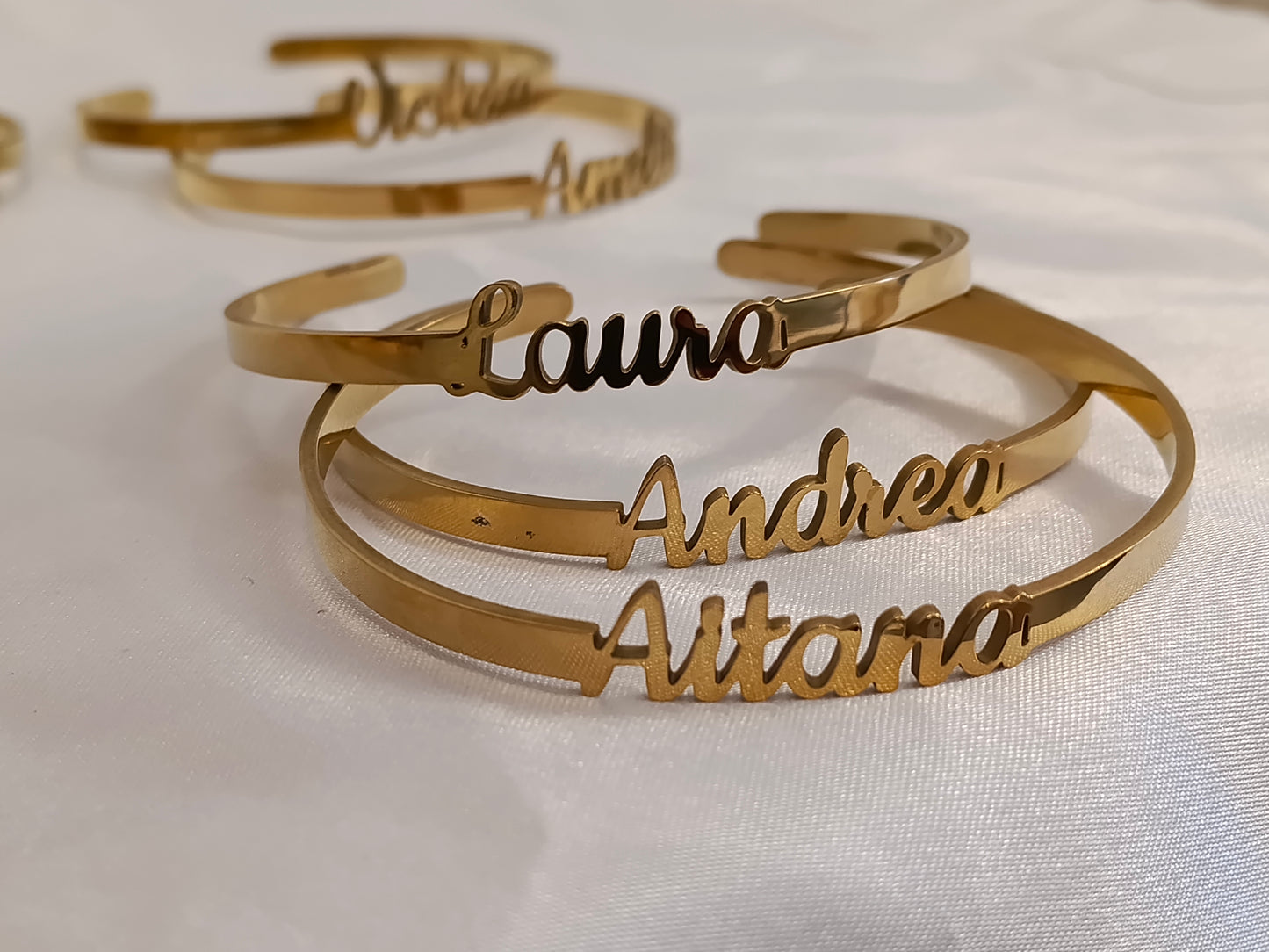 Bracelet prénom personnalisé - Acier inoxydable plaqué or 18 carats (PVD)