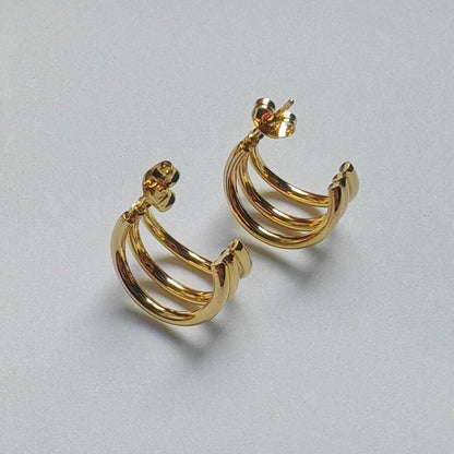 Aretes Aros Anchos Pulidos Efecto Espejo en Oro 18K (PVD) - Acero Inoxidable - Resistentes al Agua para mujeres