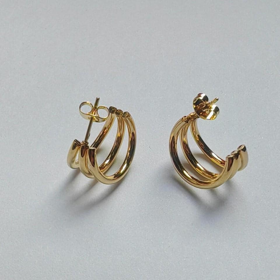 Aretes Aros Anchos Pulidos Efecto Espejo en Oro 18K (PVD) - Acero Inoxidable - Resistentes al Agua para mujeres