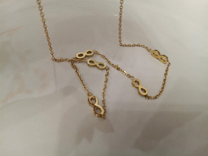 Collar Gargantilla de Acero Inoxidable 18K Oro - Dije Símbolo Infinito con Acabado Espejo - 45cm 17.7 pulgadas para mujeres