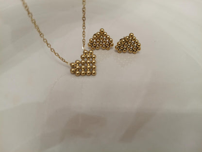 Conjunto de Joyas de Acero Inoxidable 18K Oro - Collar de 45cm con colgante de Corazón y Pendientes a Juego para mujeres