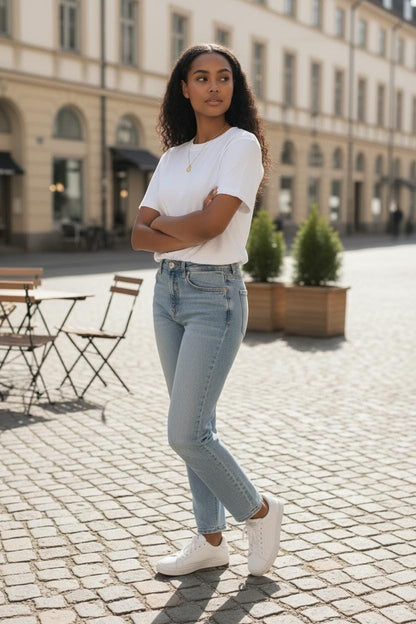 Collar Miami de Acero Inoxidable Oro 18K con Cuentas y Mini Candado Espejo - 45cm +5CM Extensión (17.7"+2")