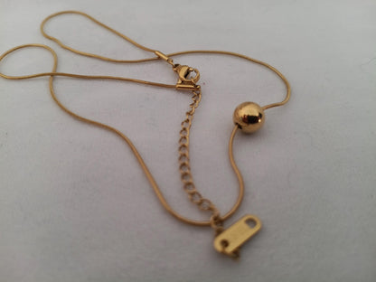 Collar con Colgante de Bola Pulida en Oro 18K (PVD) - Cadena Serpiente - 16" + 2"/40cm+5cm extension para mujeres