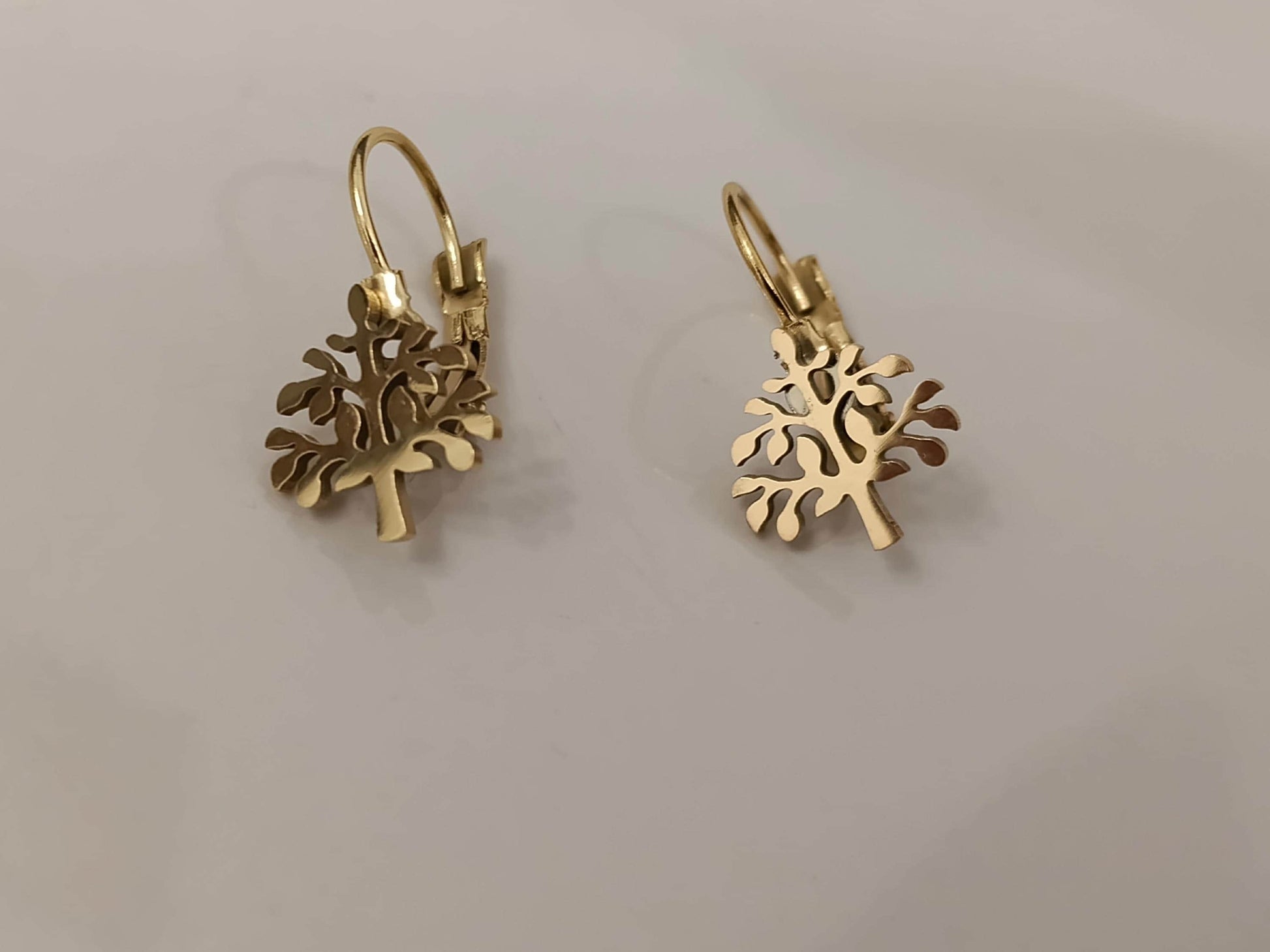 Pendientes de aro "Árbol de la Vida" de acero inoxidable con baño de oro de 18K y acabado espejo regalo para ella