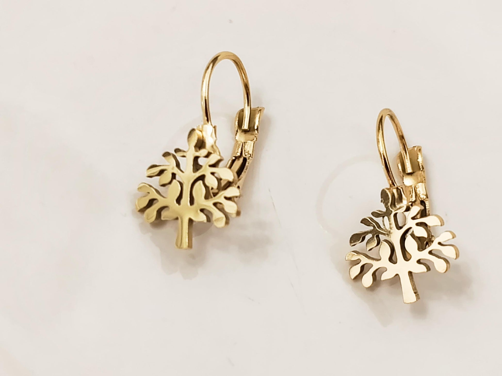 Pendientes de aro "Árbol de la Vida" de acero inoxidable con baño de oro de 18K y acabado espejo regalo para ella