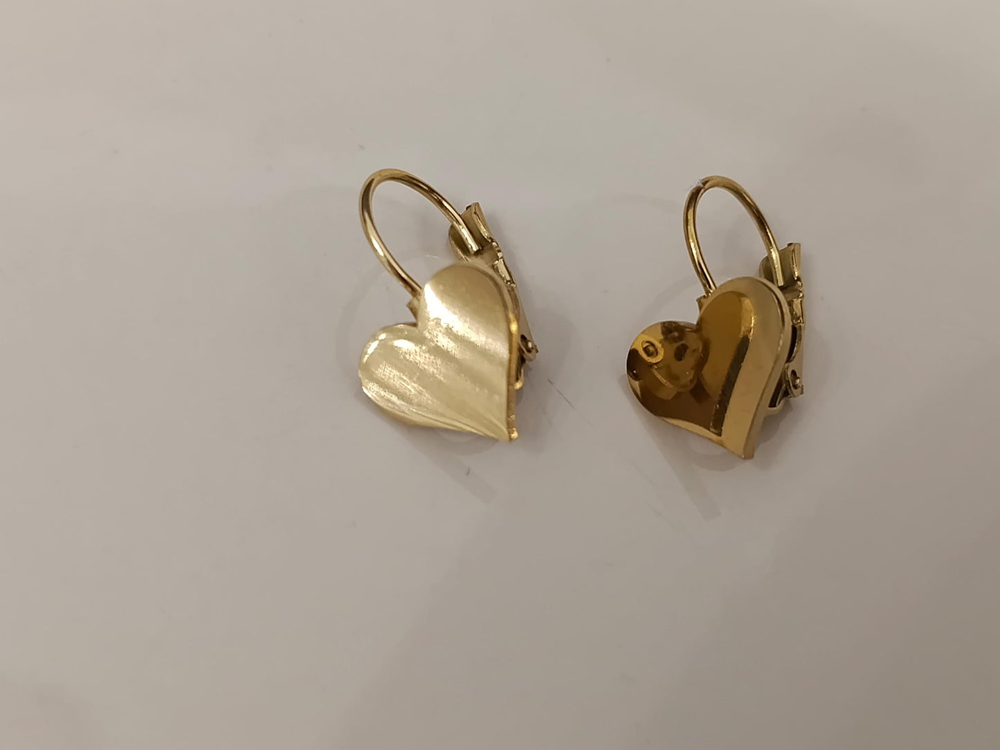 Pendientes de aro corazon pulido de acero inoxidable con baño de oro de 18K y acabado espejo regalo para ella