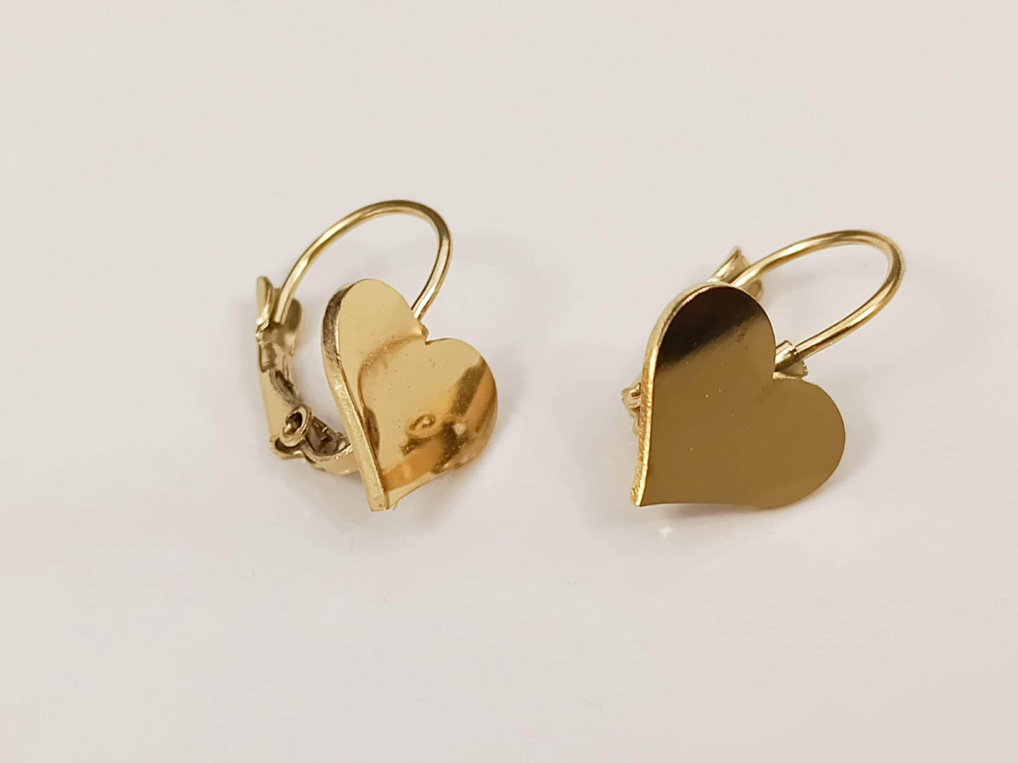 Pendientes de aro corazon pulido de acero inoxidable con baño de oro de 18K y acabado espejo regalo para ella