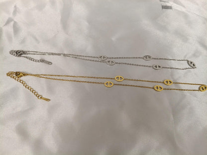 Collar choker con cuentas colgante , acero inoxidable, baño de oro 18K y acabado espejo pulido regalo para ella