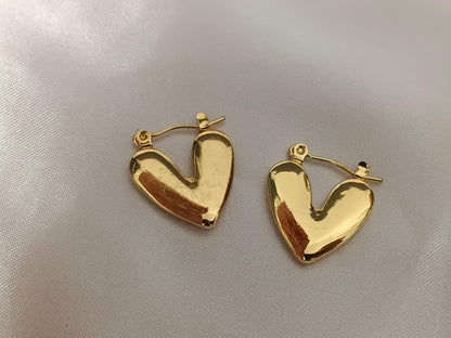 Pendientes de aro triangulares de estilo italiano, acero inoxidable con baño de oro de 18K y efecto espejo regalo para ella