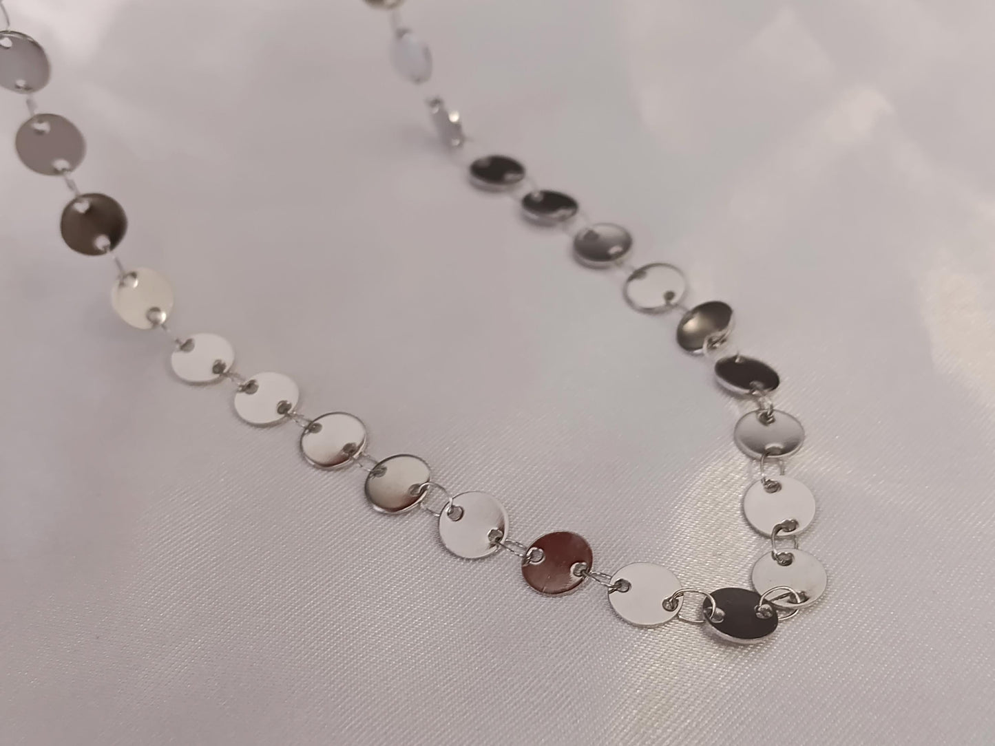 Collar de Disco Brillante en Acero Inoxidable con Baño de Oro 18K (40cm + Extensión) 16"+ regalo para ella