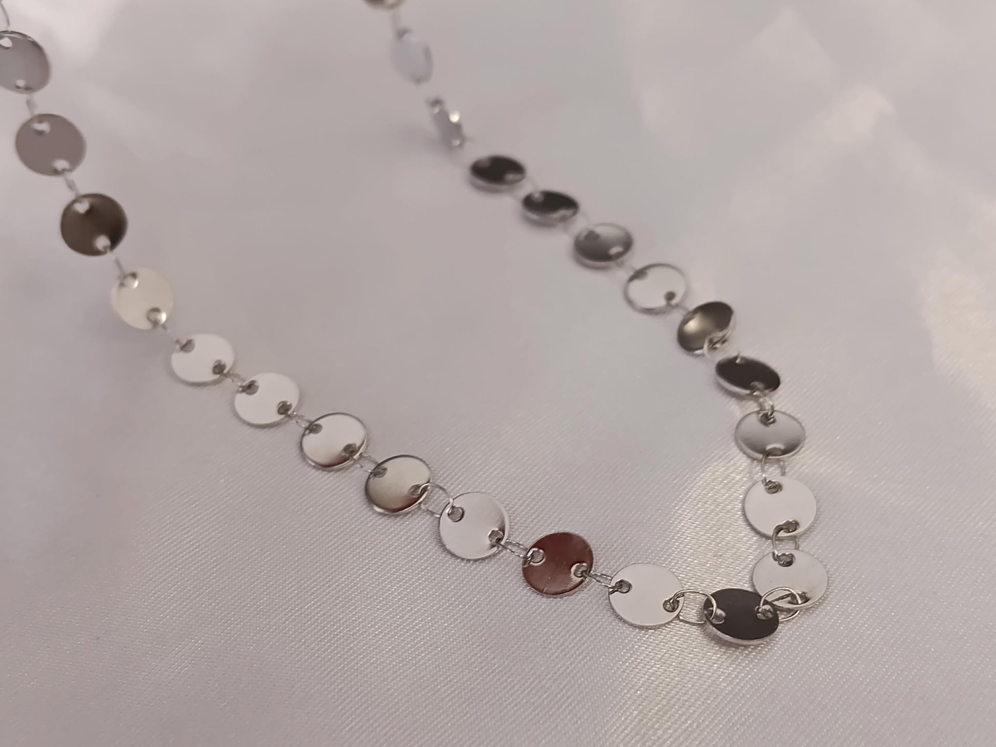 Collar de Disco Brillante en Acero Inoxidable con Baño de Oro 18K (40cm + Extensión) 16"+ regalo para ella