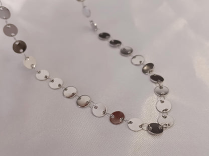 Collar de Disco Brillante en Acero Inoxidable con Baño de Oro 18K (40cm + Extensión) 16"+ regalo para ella