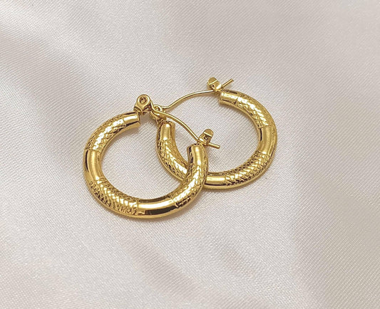 Pendientes de Aro Estilo Italiano Oro 18K - Acero Inoxidable, 20mm (0.8") regalo para ella