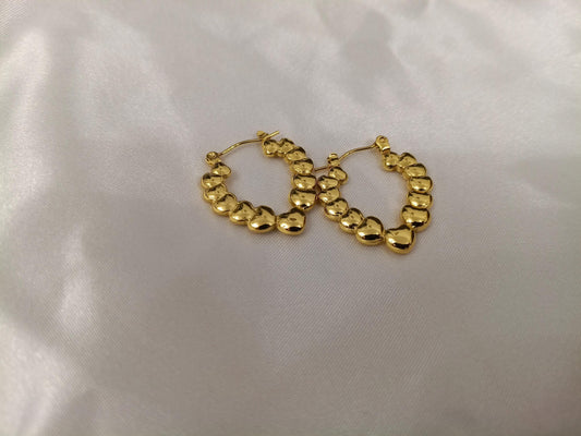 Pendientes de aros ovalados Estilo Italiano en Acero Inoxidable con Baño de Oro 18K - Acabado Diamantado reglalo para ella
