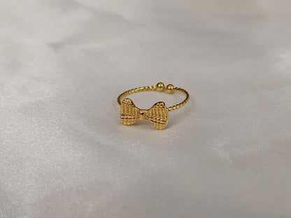Anillo Abierto Ajustable de lazo - Acero Inoxidable - bañado en oro 18K para ella