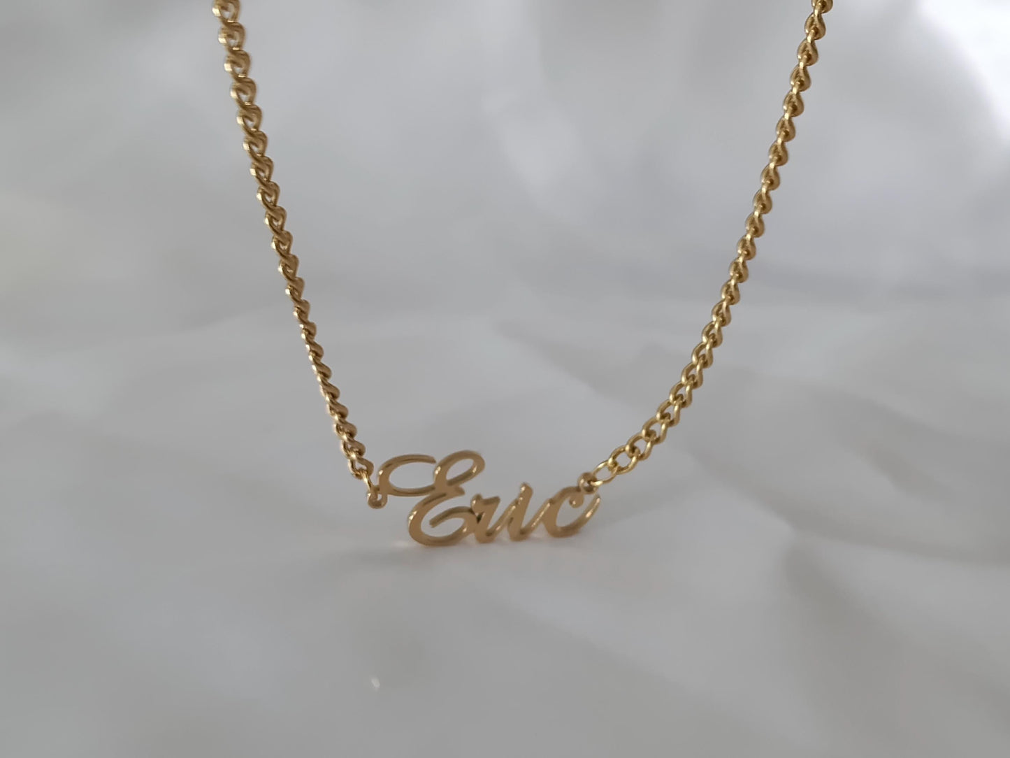 Collar Personalizado con Nombre para Hombre, Acero Inoxidable, Baño de Oro 18K (PVD), 50cm, color No Destiñe regalo para el