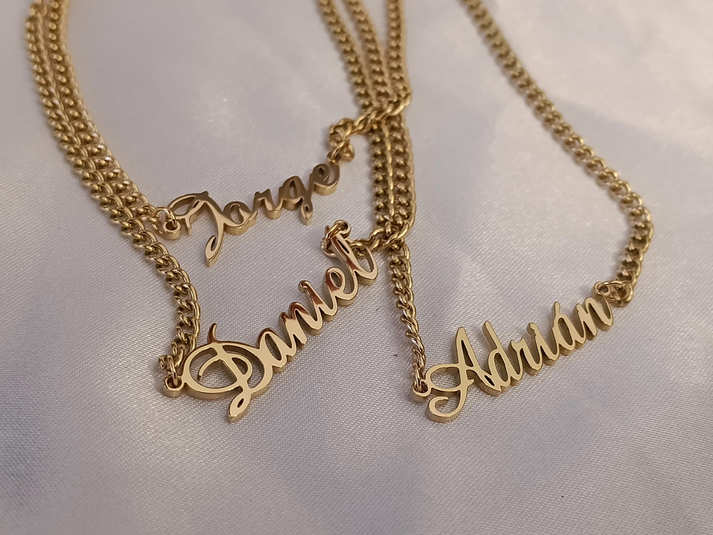 Collar Personalizado con Nombre para Hombre, Acero Inoxidable, Baño de Oro 18K (PVD), 50cm, color No Destiñe regalo para el