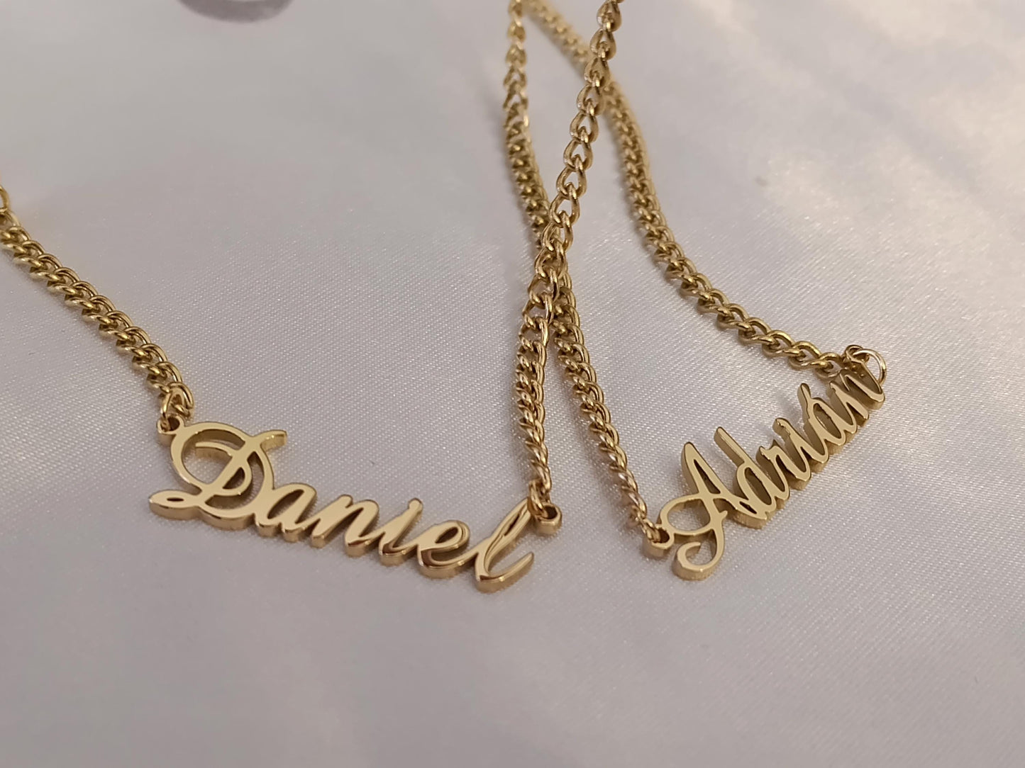 Collar Personalizado con Nombre para Hombre, Acero Inoxidable, Baño de Oro 18K (PVD), 50cm, color No Destiñe regalo para el