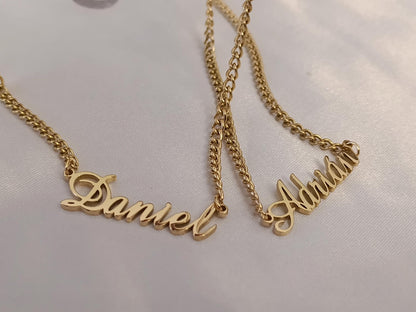 Collar Personalizado con Nombre para Hombre, Acero Inoxidable, Baño de Oro 18K (PVD), 50cm, color No Destiñe regalo para el