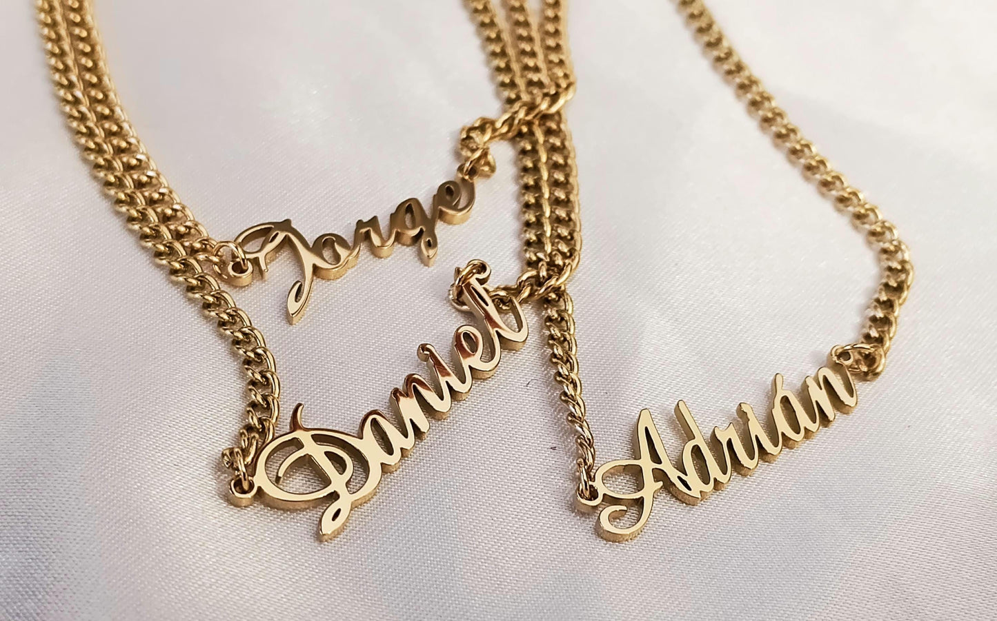 Collar Personalizado con Nombre para Hombre, Acero Inoxidable, Baño de Oro 18K (PVD), 50cm, color No Destiñe regalo para el