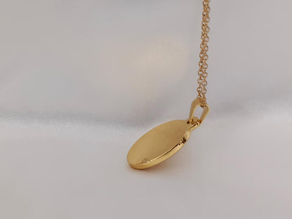 Collar de Acero Inoxidable Oro 18K colgante de maria medalla con corazon 40cm + Extensión 5cm (16"+2") para mujeres