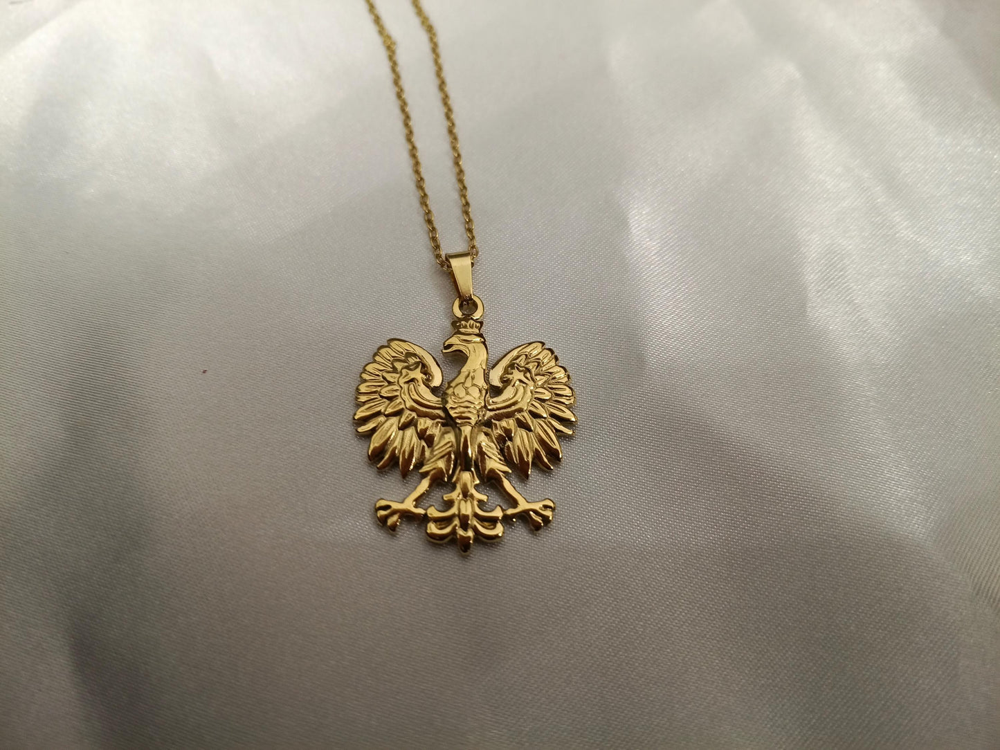 Collar con cogante fenix en acero inoxidable en Oro de 18K (Baño PVD) - Cadena de 16" 40cm mas extension de 5cm regalo para ella