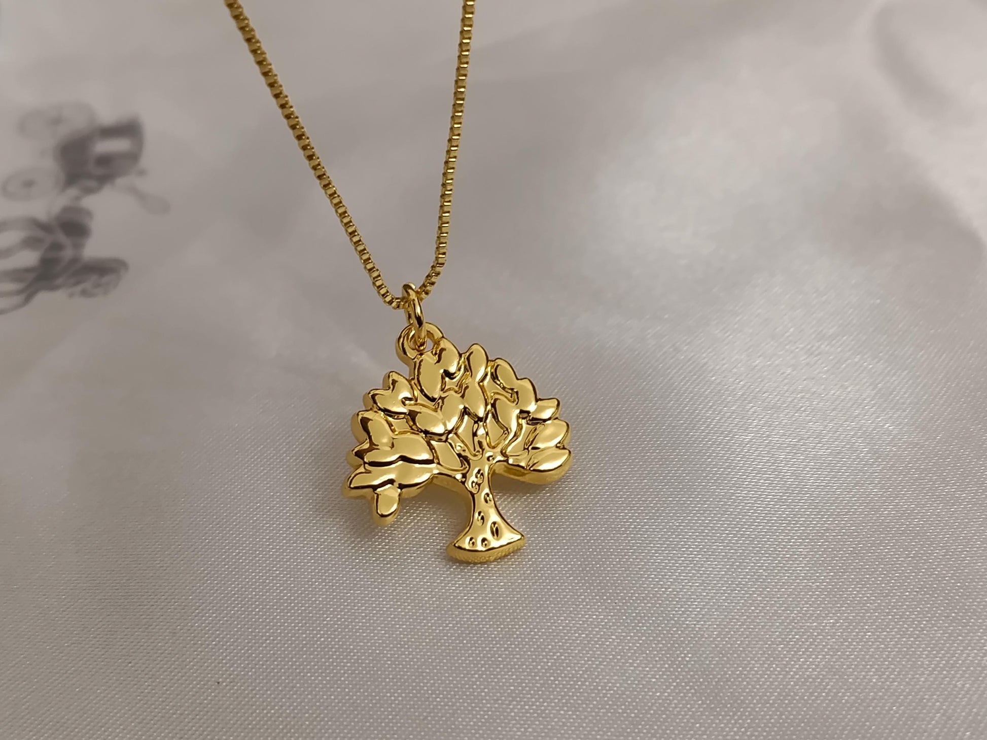 Collar con colgante árbol de la vida acero inoxidable bañado en oro 18K resistente al agua 40cm 16" + 5cm extensión (2 ") para mujeres