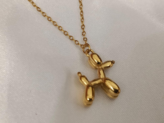 Collar con colgante perro acero inoxidable oro bañado 18K para mujeres o niños