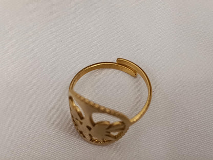 Anillo Abierto Ajustable árbol de la vida Acero Inoxidable - bañado en oro 18K para ella