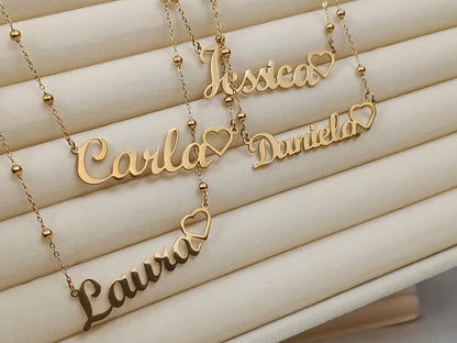 Collar con nombre personalizado acero inoxidable en Oro 18K (PVD) - 18" + 2" Ajustable para mujeres