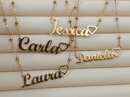 Collar con nombre personalizado acero inoxidable en Oro 18K (PVD) - 18" + 2" Ajustable para mujeres