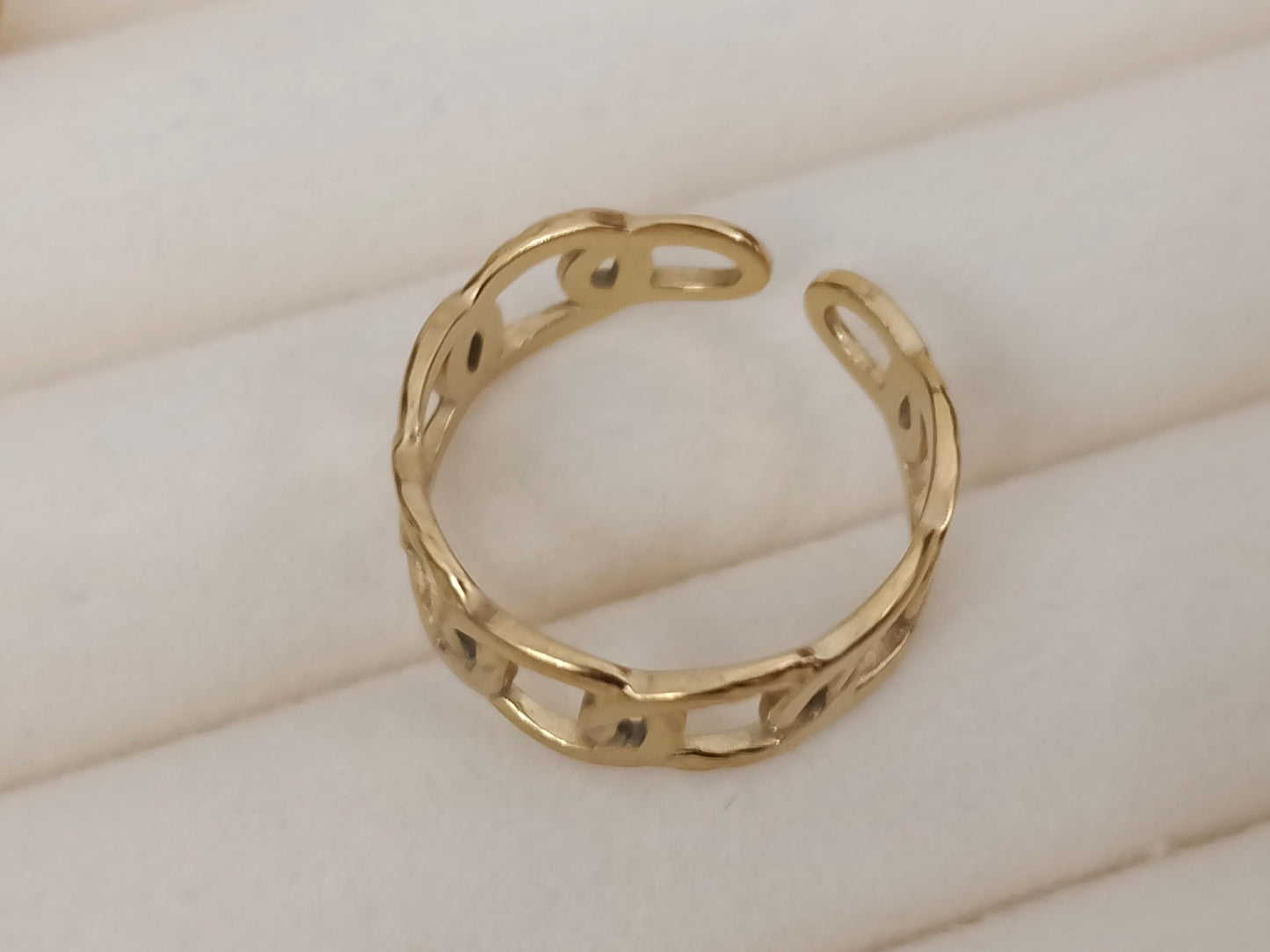 Anillos de corazón, árbol , trébol talla ajustable de acero inoxidable bañado en oro 18K para mujeres