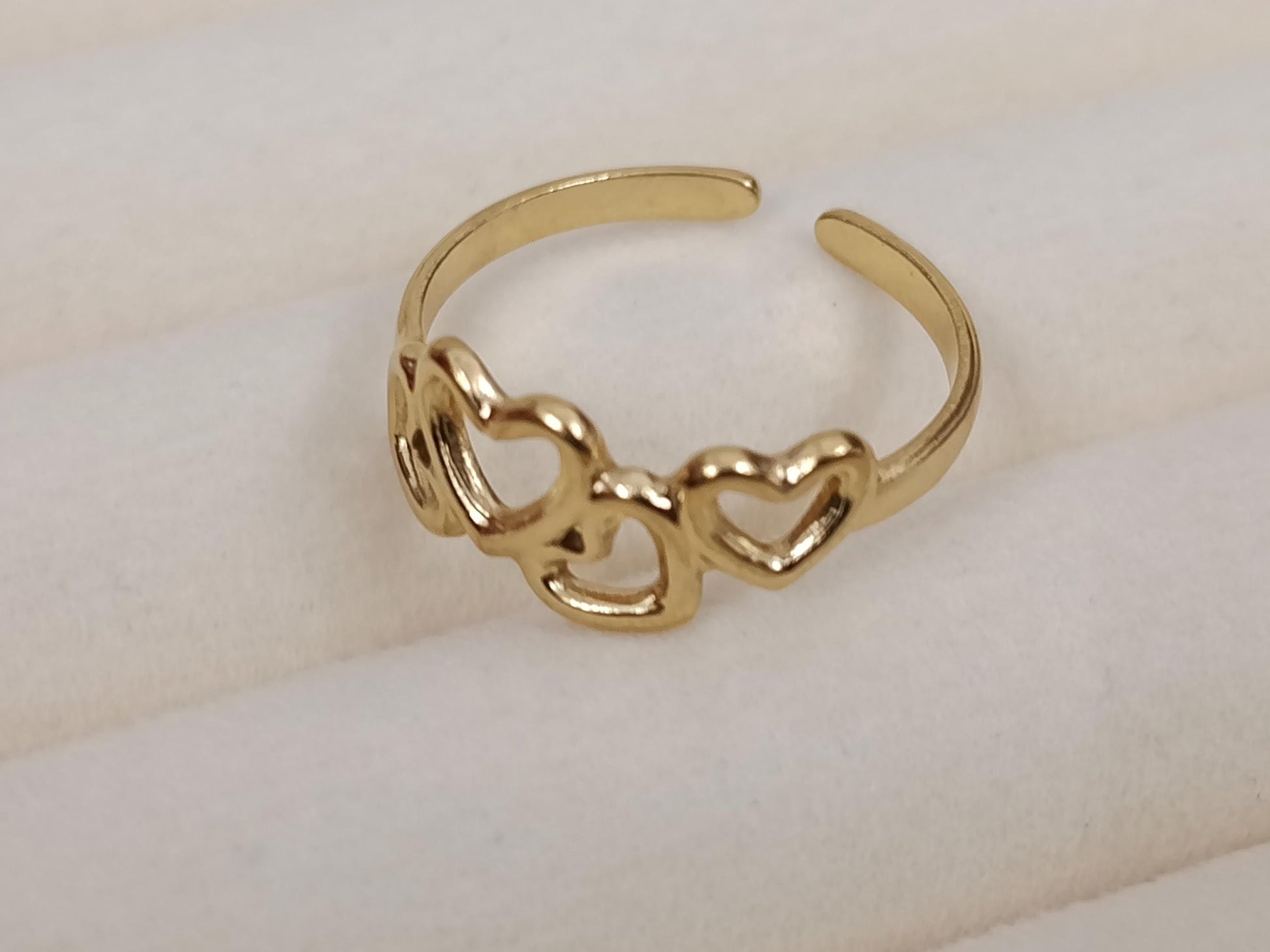 Anillos de corazón, árbol , trébol talla ajustable de acero inoxidable bañado en oro 18K para mujeres